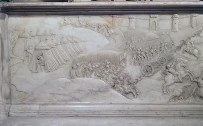 La batalla de Agnadello, 14 de mayo de 1509, (detalle) de la tumba de Luis XII y Ana de Bretaña, 1515